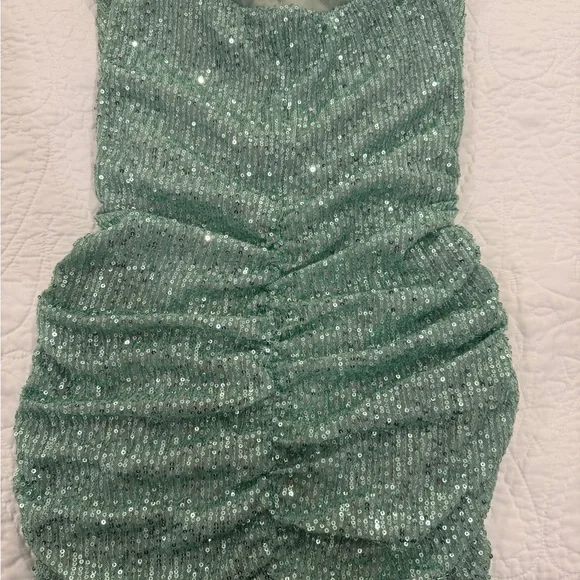 Lucy in the Sky Sansa Knit Sequin Corset Dress in Green - Picture 4 of 5